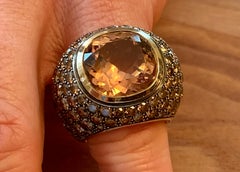 Anello Cocktail in oro rosa 18 carati Tormalina rosa Champagne Diamanti Majo Fruithof