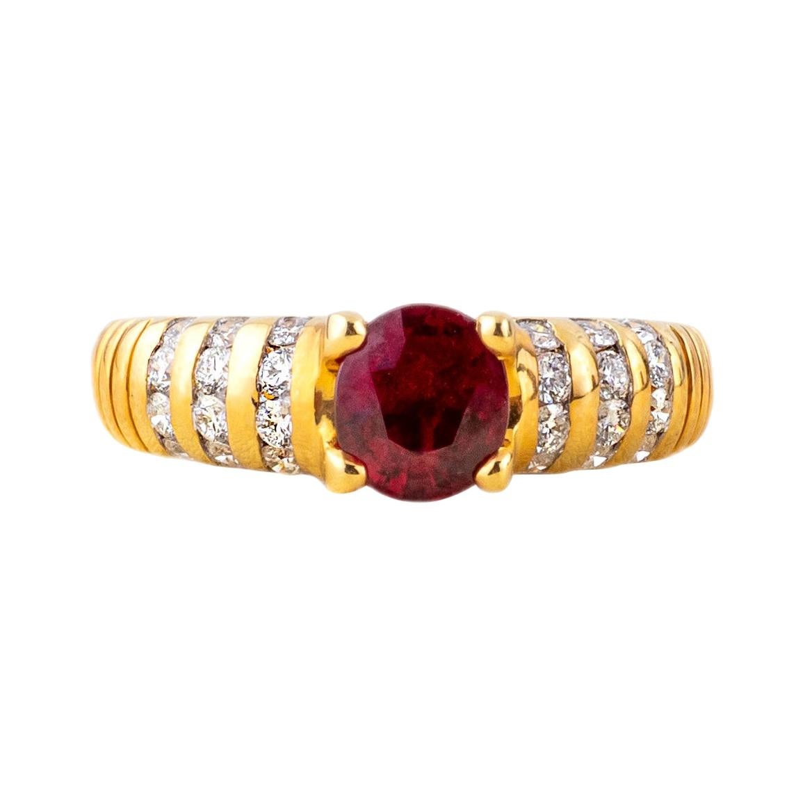 Ruby diamond 18 k gold ring