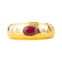 Ring Rubin-Diamant 18 k Ringbandring Gelbgold