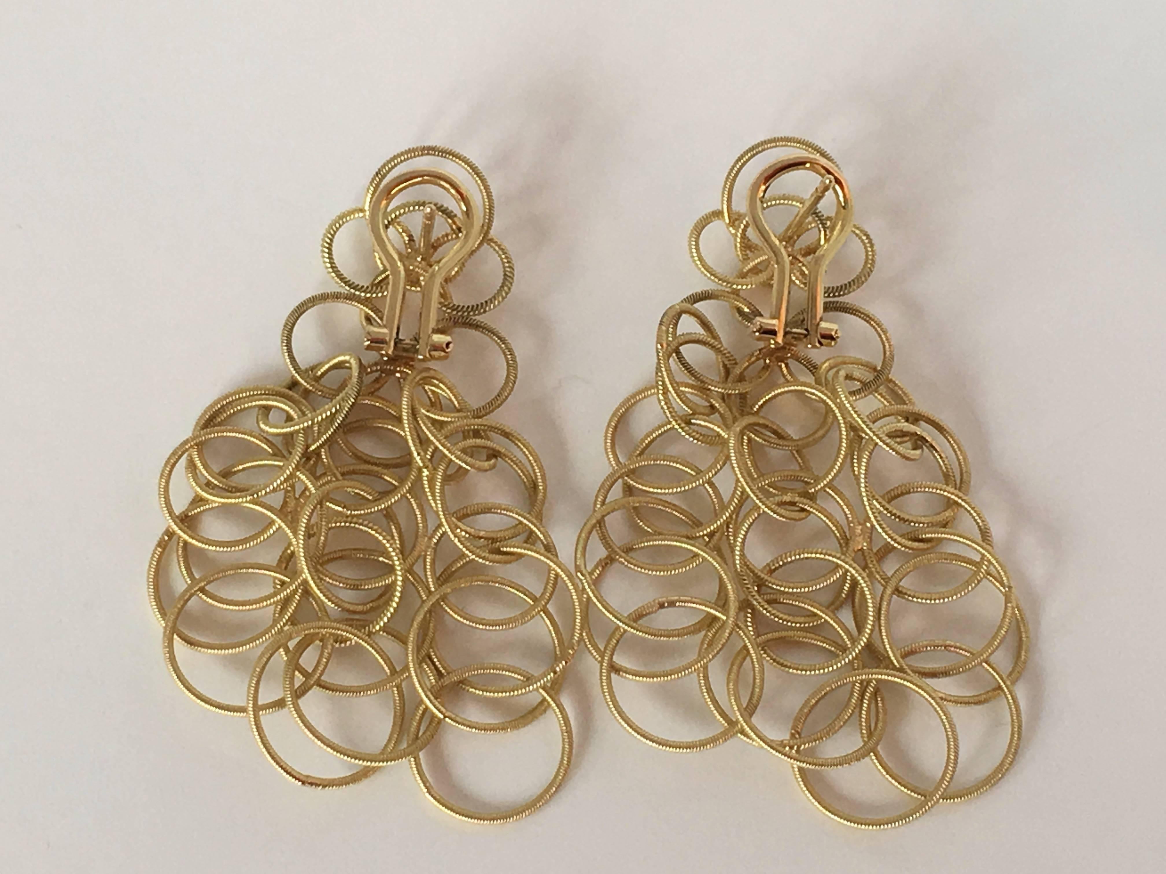 Artist 18 Karat Solid Gold Circle Earrings For Sale
