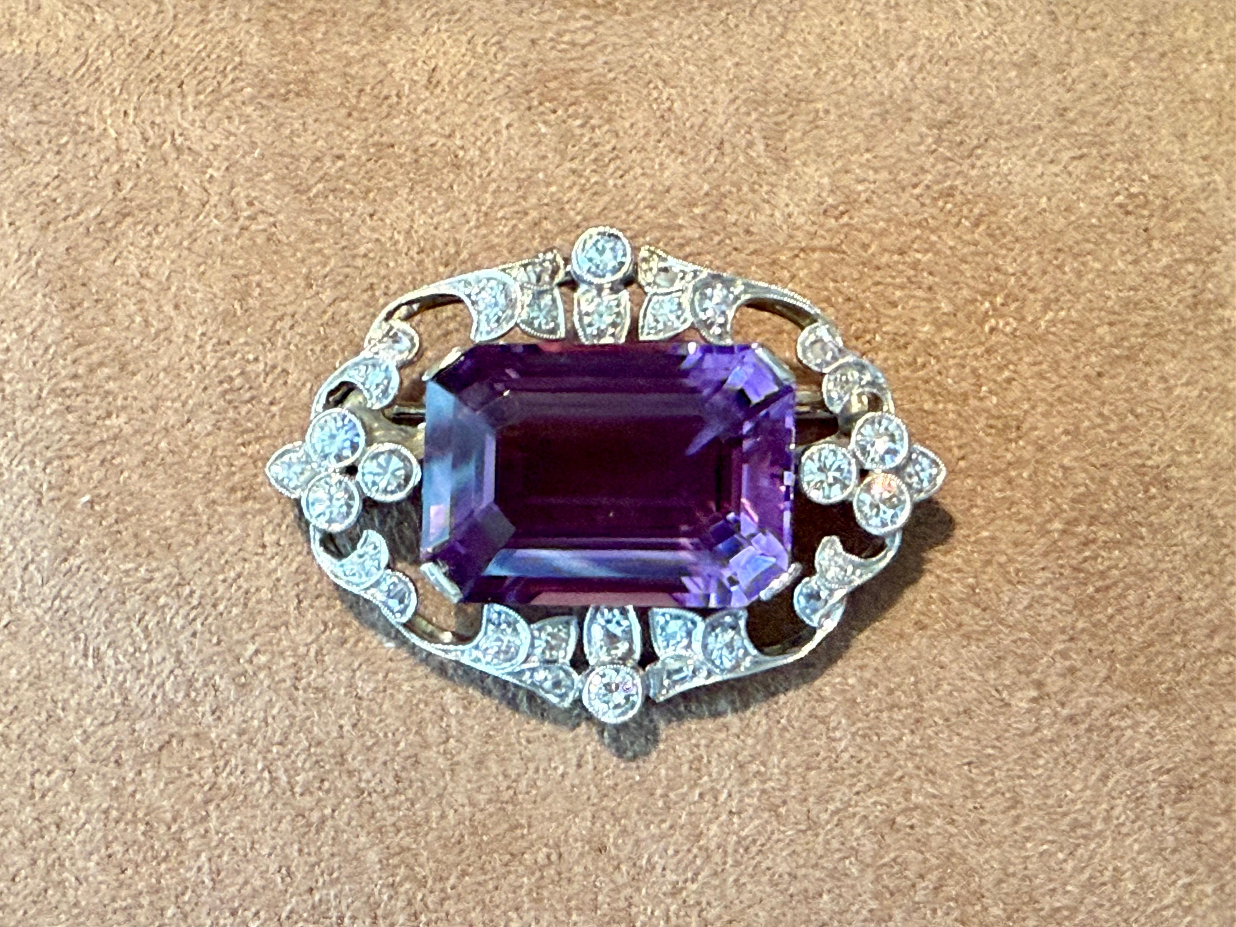 18 K Vintage Amatista Diamante Broche Estocolmo 1949 De la posguerra en venta