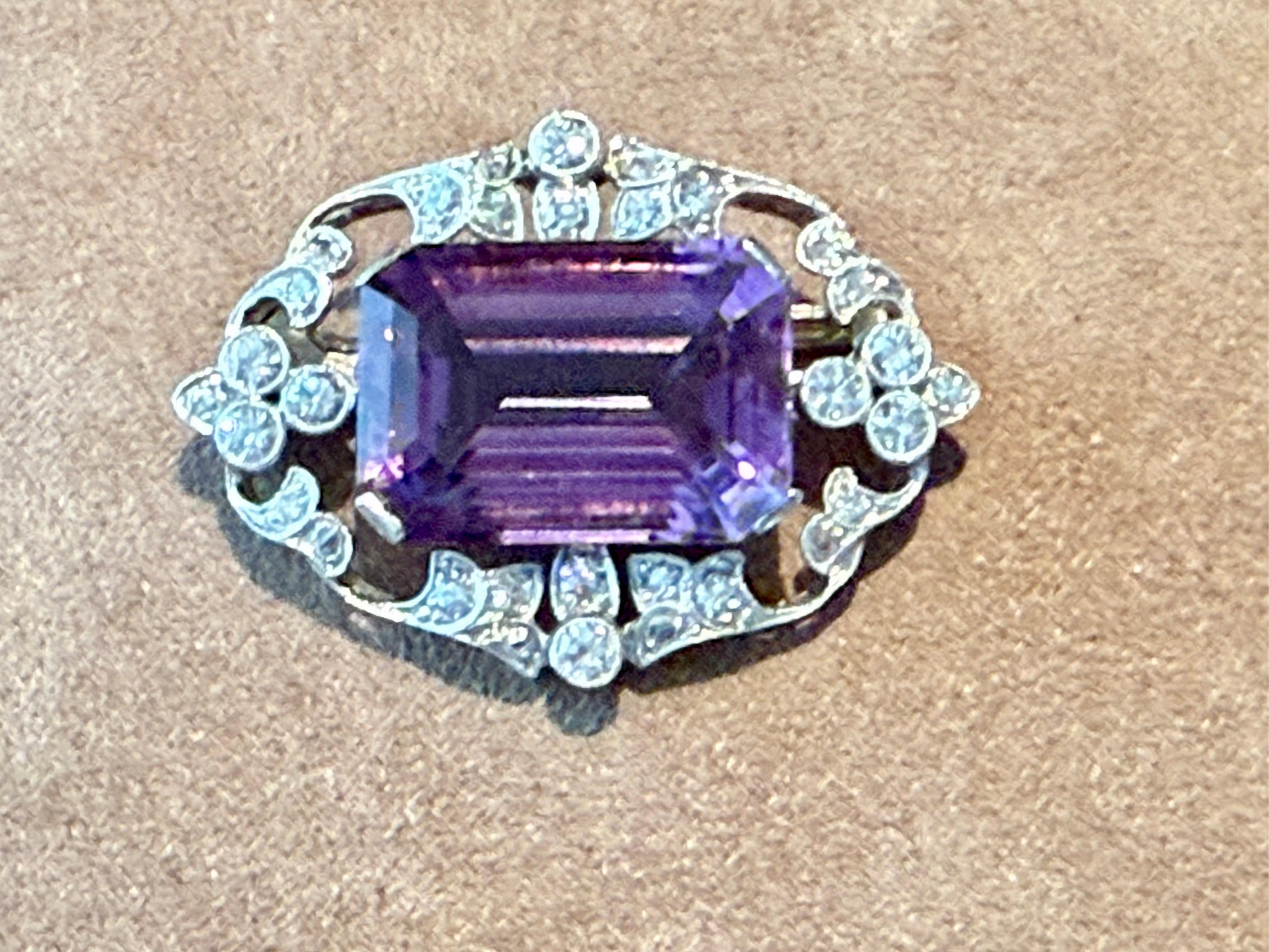 18 K Vintage Amatista Diamante Broche Estocolmo 1949 en venta 1