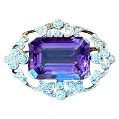 18 K Vintage Amethyst Diamond Brooch Stockholm 1949