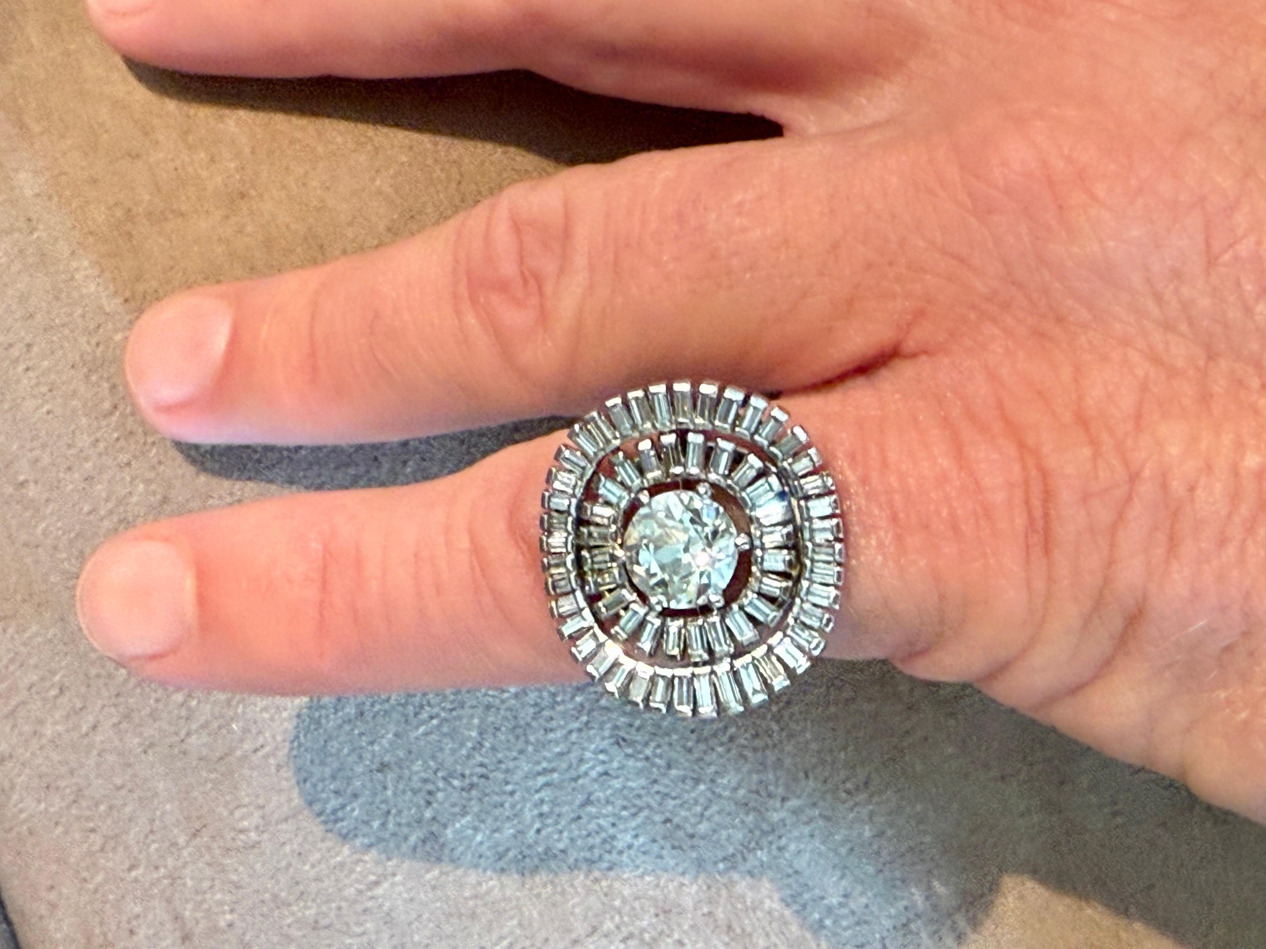 18 K Vintage white Gold Diamond Ring Burch  & Korrodi Zurich Switzerland For Sale 8
