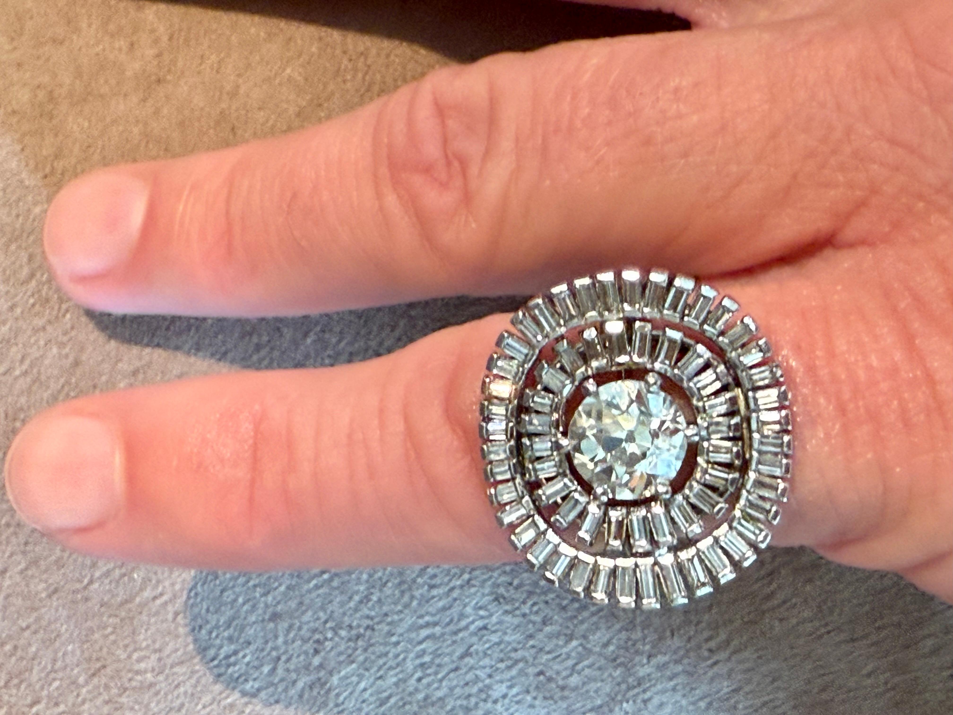 18 K Vintage white Gold Diamond Ring Burch  & Korrodi Zurich Switzerland For Sale 9