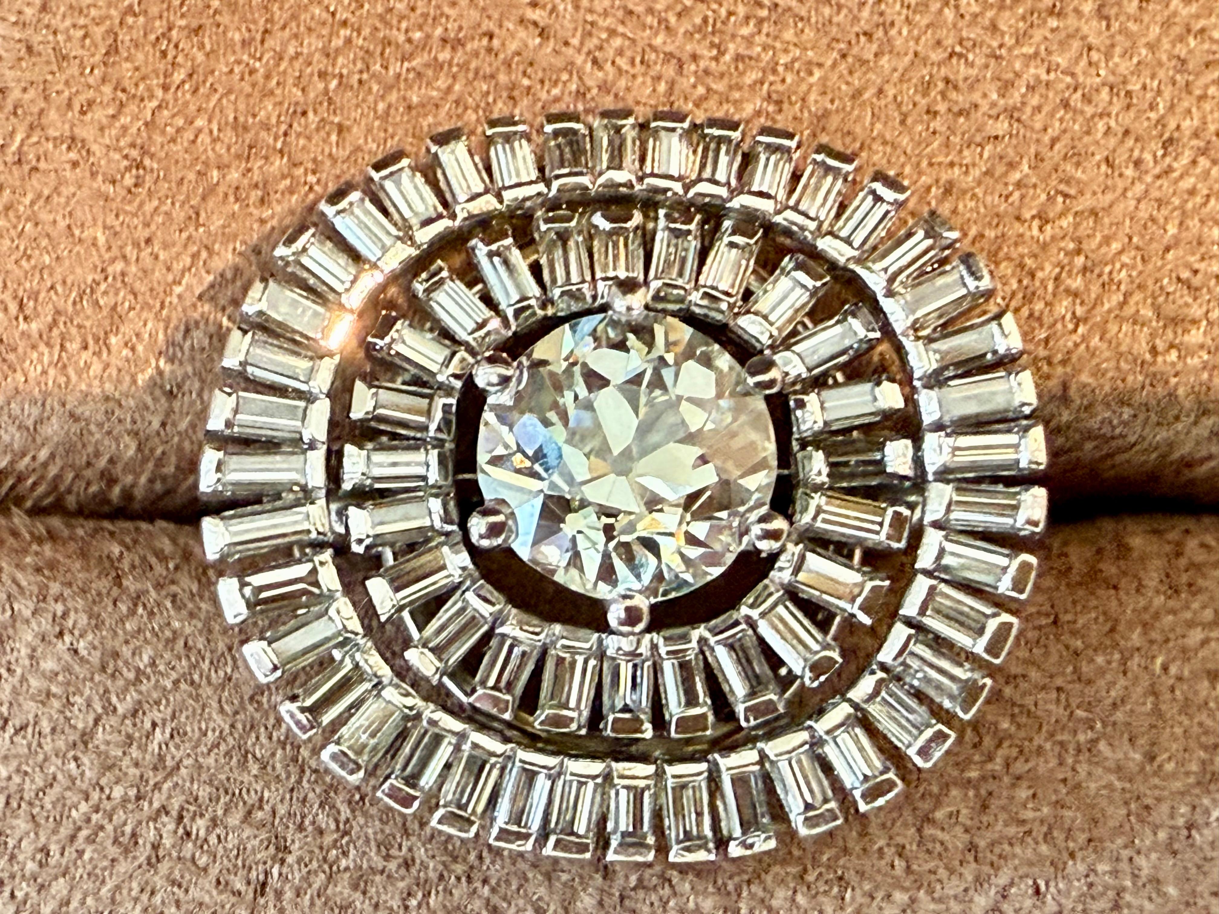 Post-War 18 K Vintage white Gold Diamond Ring Burch  & Korrodi Zurich Switzerland For Sale