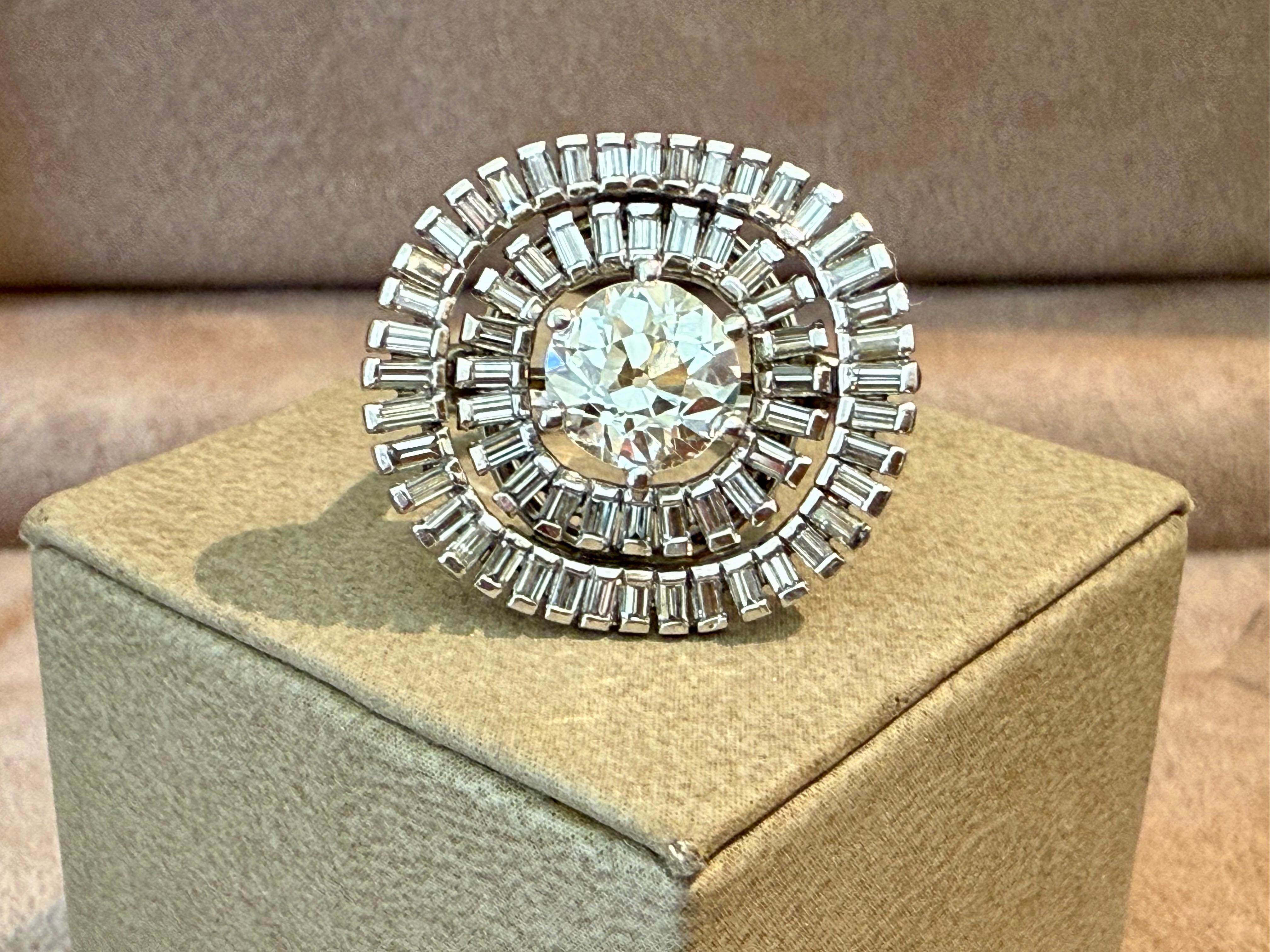 Old Mine Cut 18 K Vintage white Gold Diamond Ring Burch  & Korrodi Zurich Switzerland For Sale