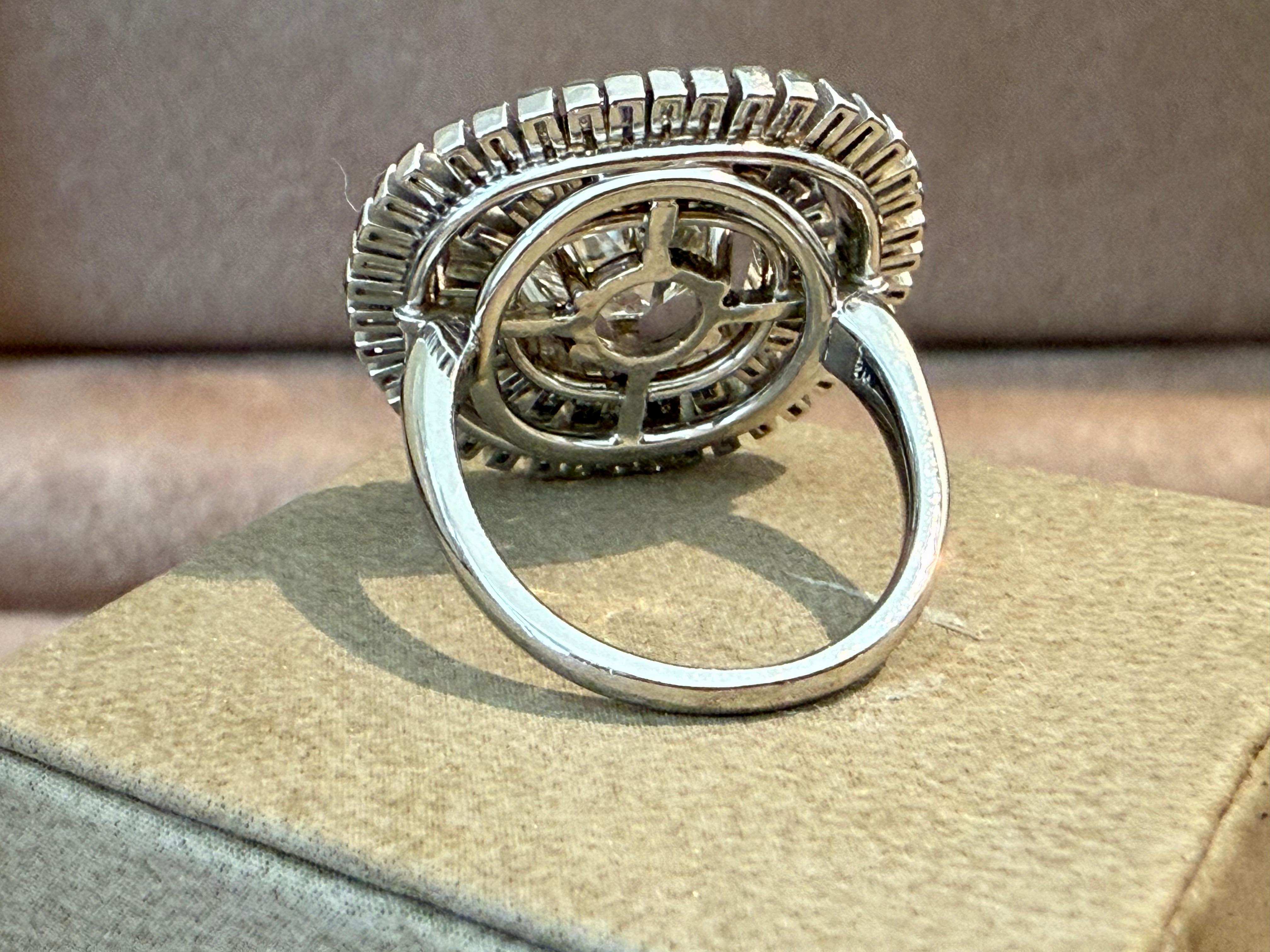 18 K Vintage white Gold Diamond Ring Burch  & Korrodi Zurich Switzerland For Sale 3