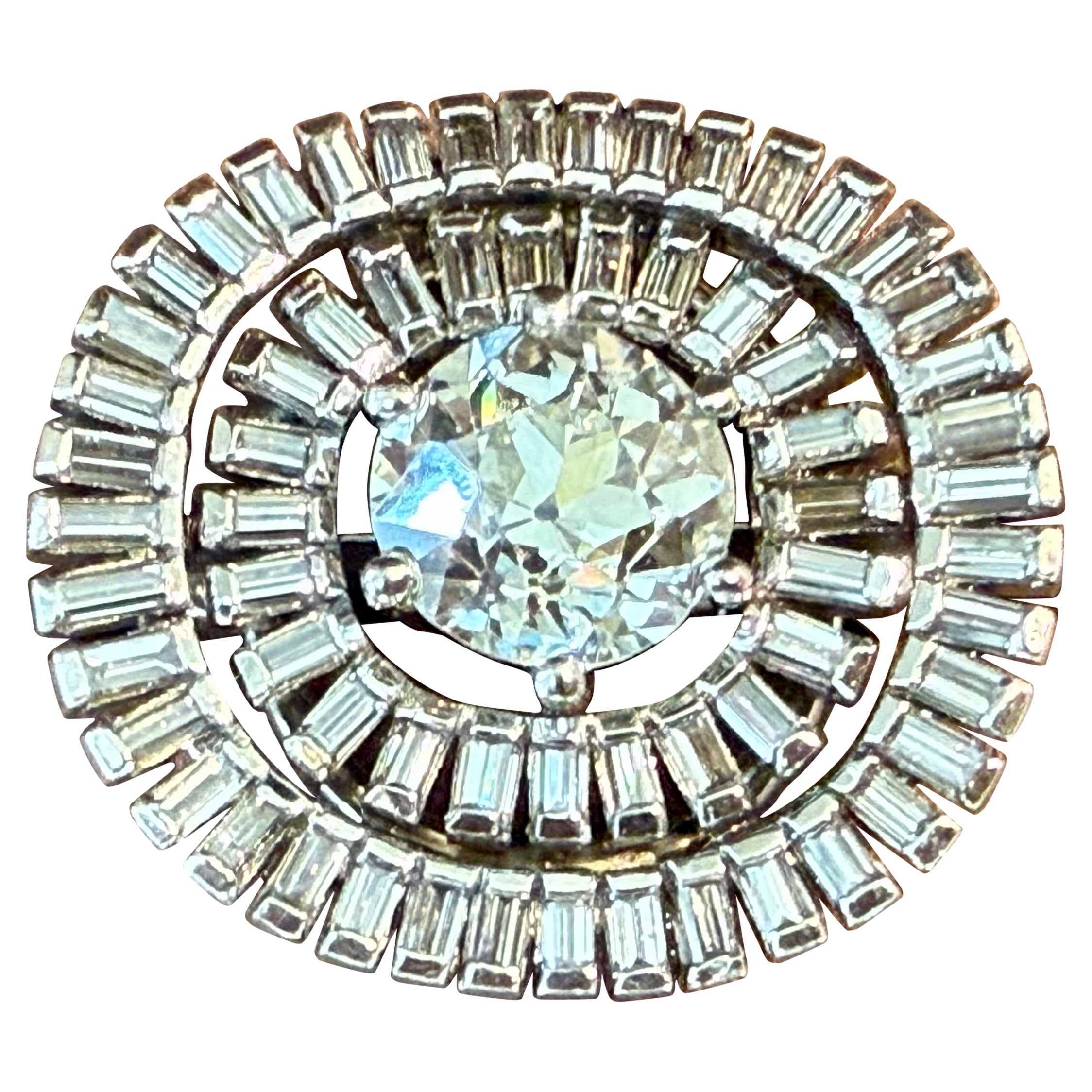 18 K Vintage white Gold Diamond Ring Burch  & Korrodi Zurich Switzerland For Sale