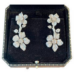 18k White and Rose Gold Diamond Gold Clip-On Double Flower Earrings