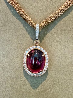 18 K white and rose Gold Rubellite Diamond Pendant multi strand anchor necklace