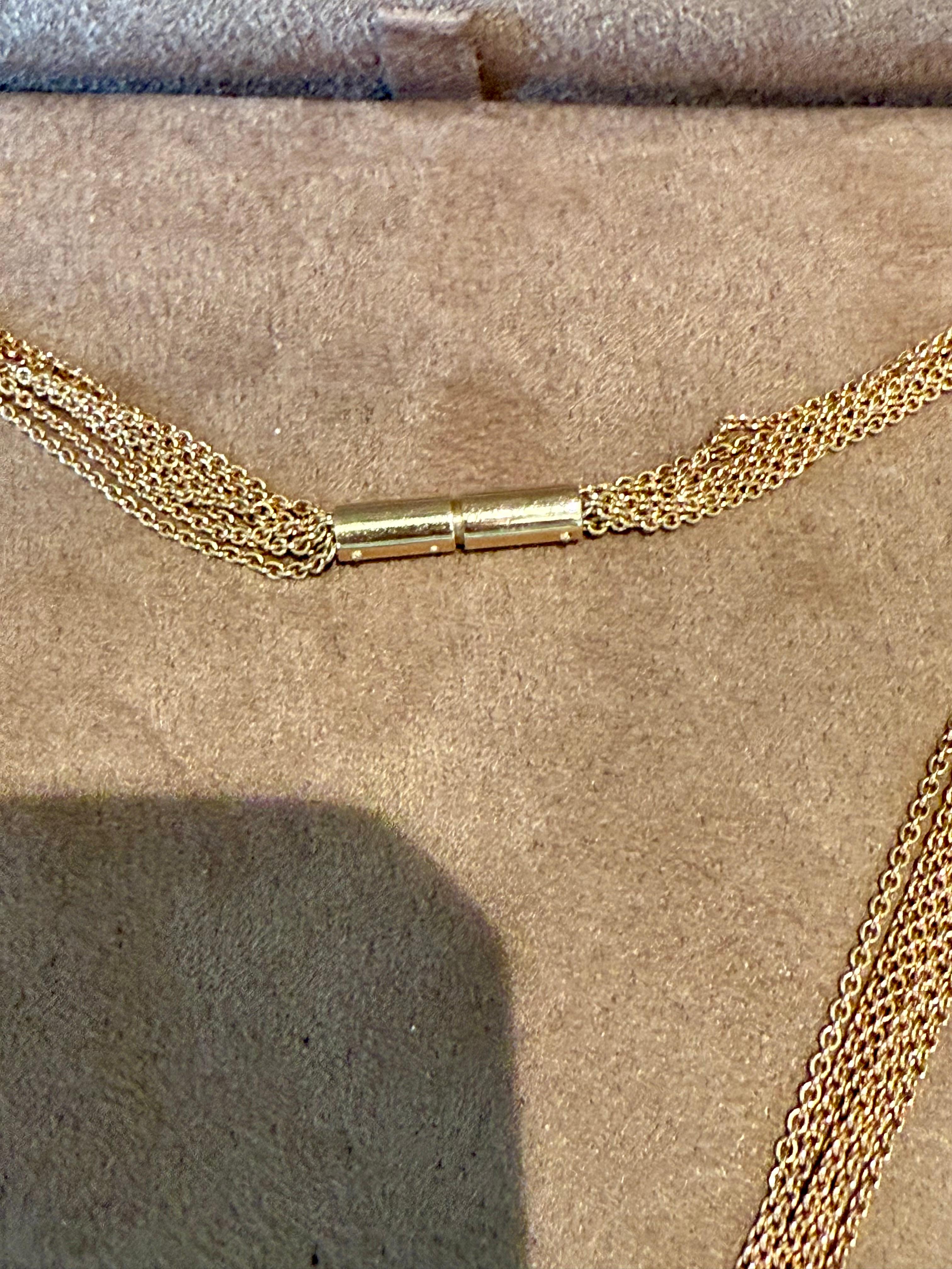 Women's 18 K white and rose Gold Rubellite Diamond Pendant multi strand anchor necklace For Sale