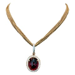 18 K white and rose Gold Rubellite Diamond Pendant multi strand anchor necklace