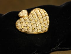 18 K White and Yellow Gold Pendant Heart Shaped with Diamonds Ct.8.85