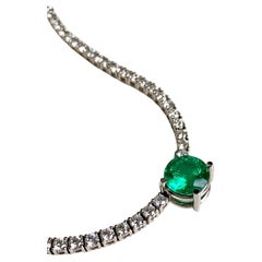 18 K White Gold 2.78ct Emerald and 7.6ct White Diamonds Necklace by Jochen Leën