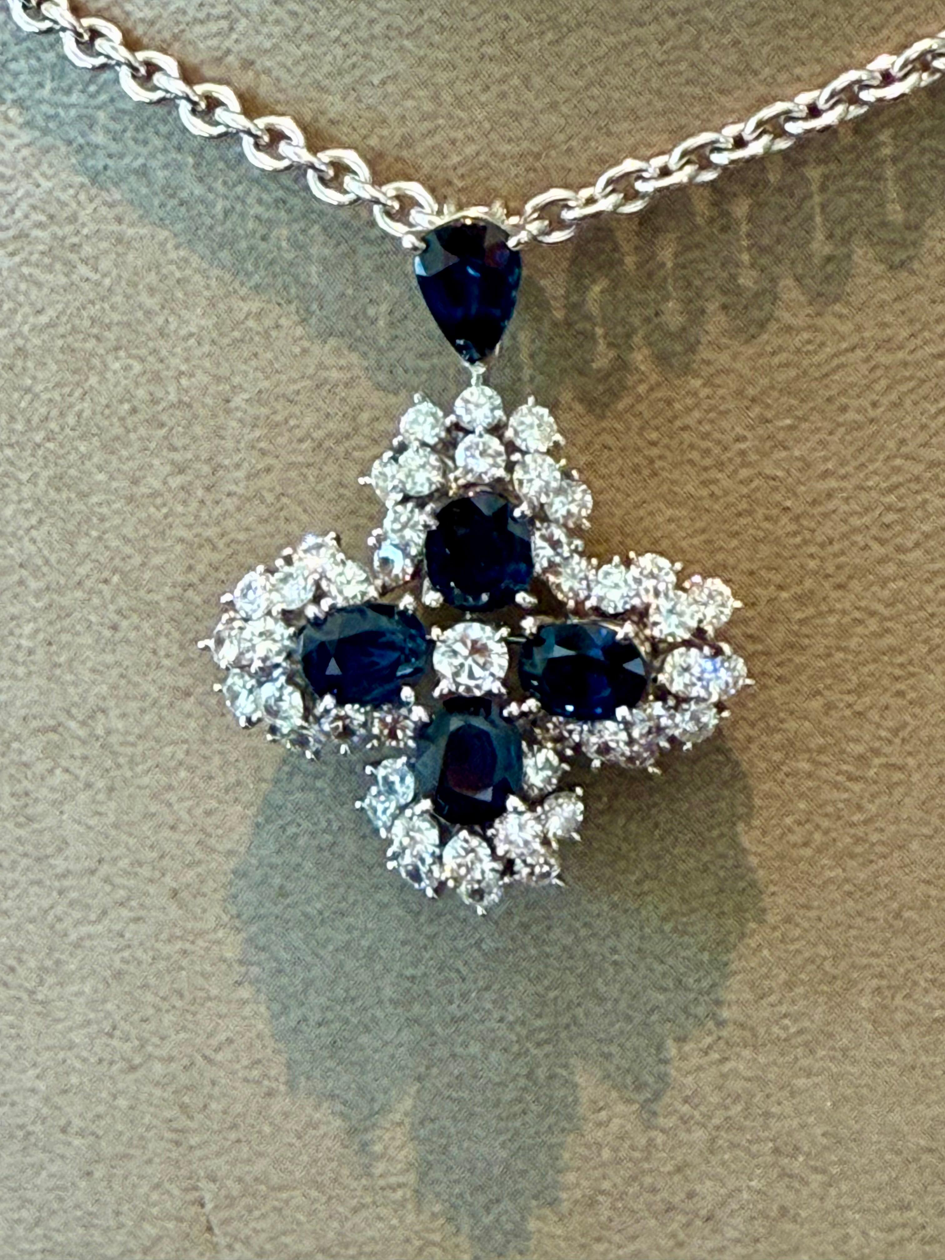 Colgante Diamante Zafiro Cadena Ancla Oro Blanco 18 K en Excelente estado para la venta en Zurich, Zollstrasse