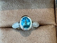 18 K white Gold Aquamarine Diamond Band Ring by Gübelin