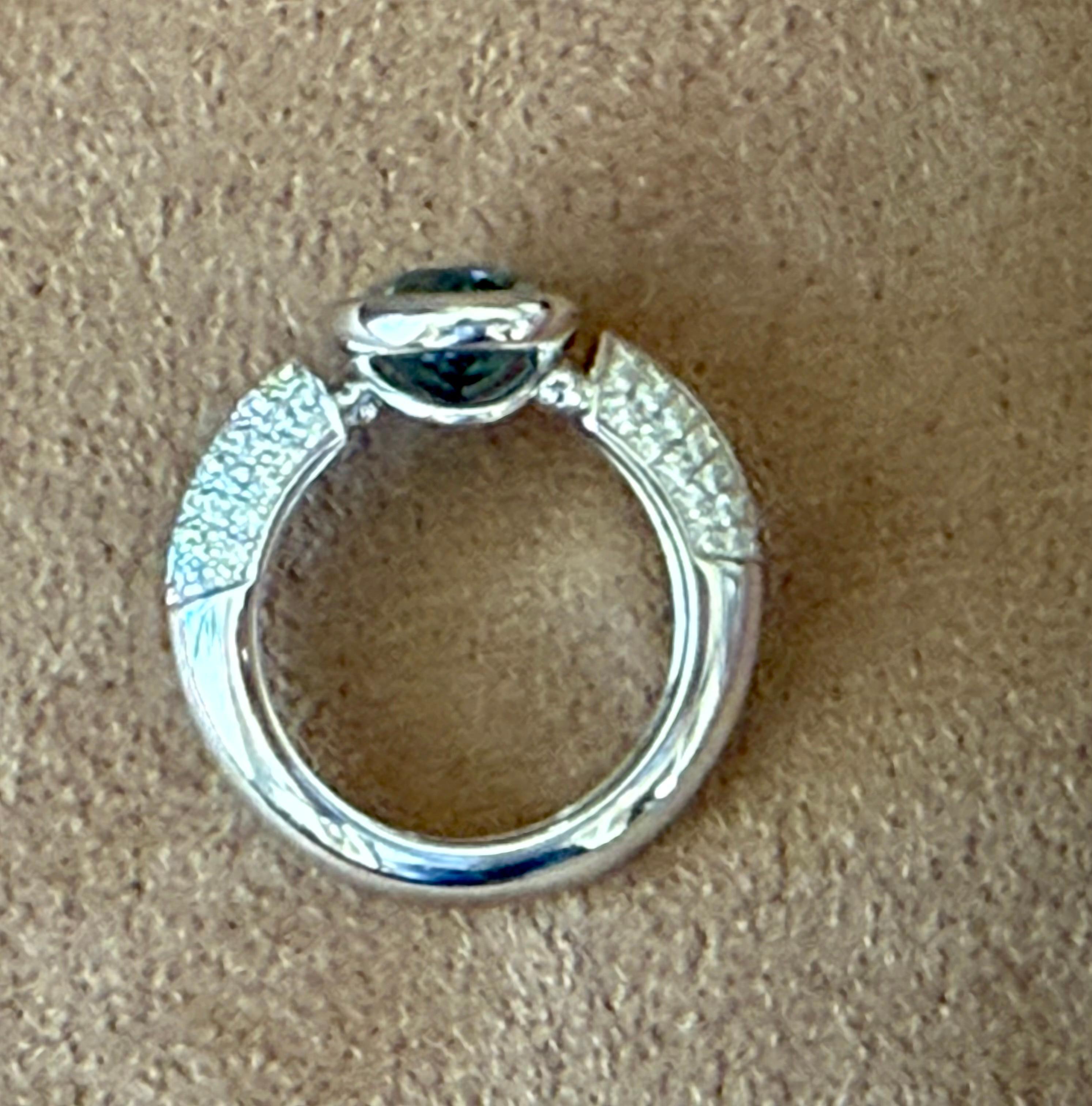 Women's or Men's 18 K white Gold Aquamarine Diamond Band Ring by Gübelin For Sale