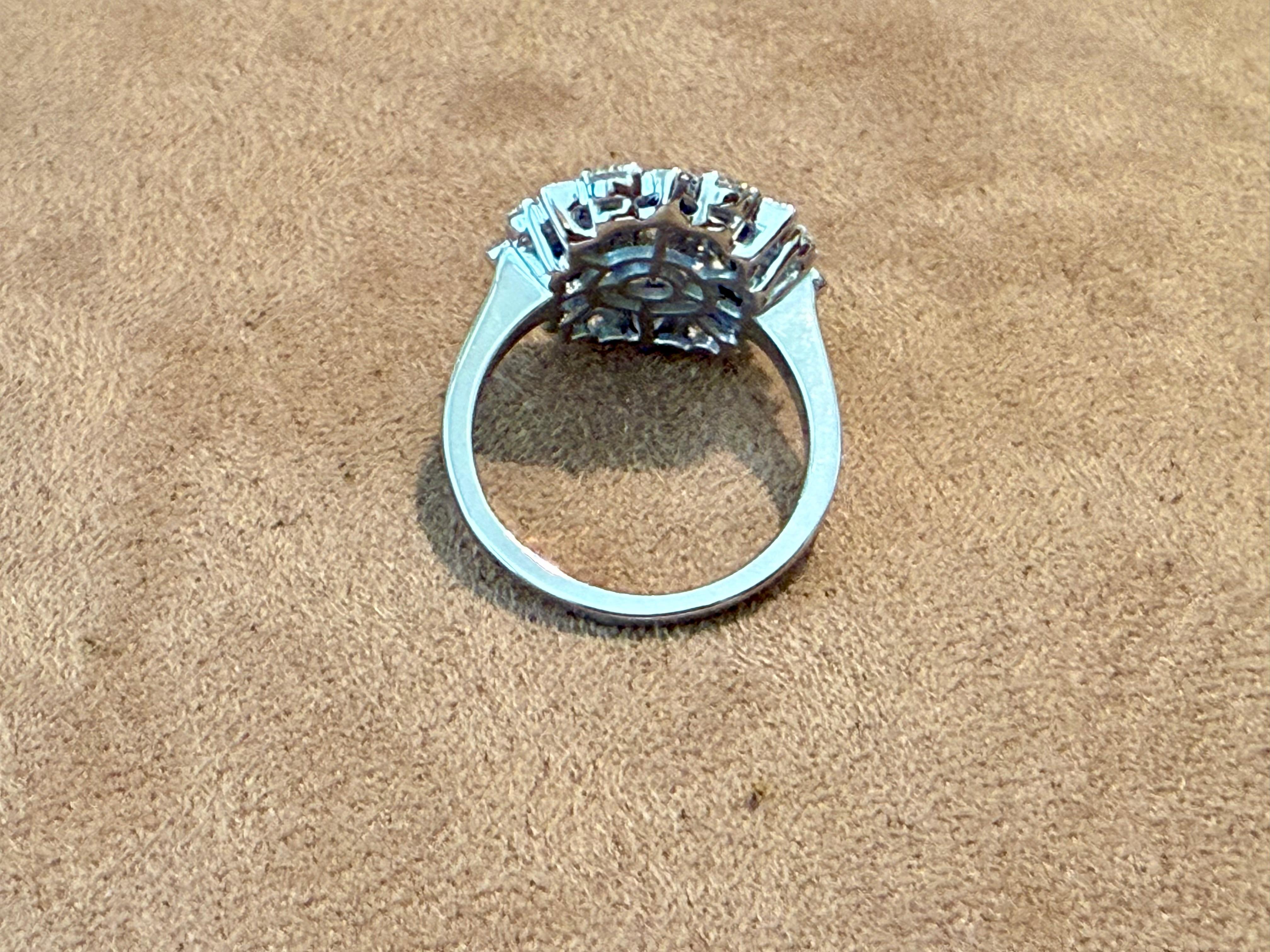 Women's 18 K white Gold Art Déco style Diamond Sapphire Ring For Sale