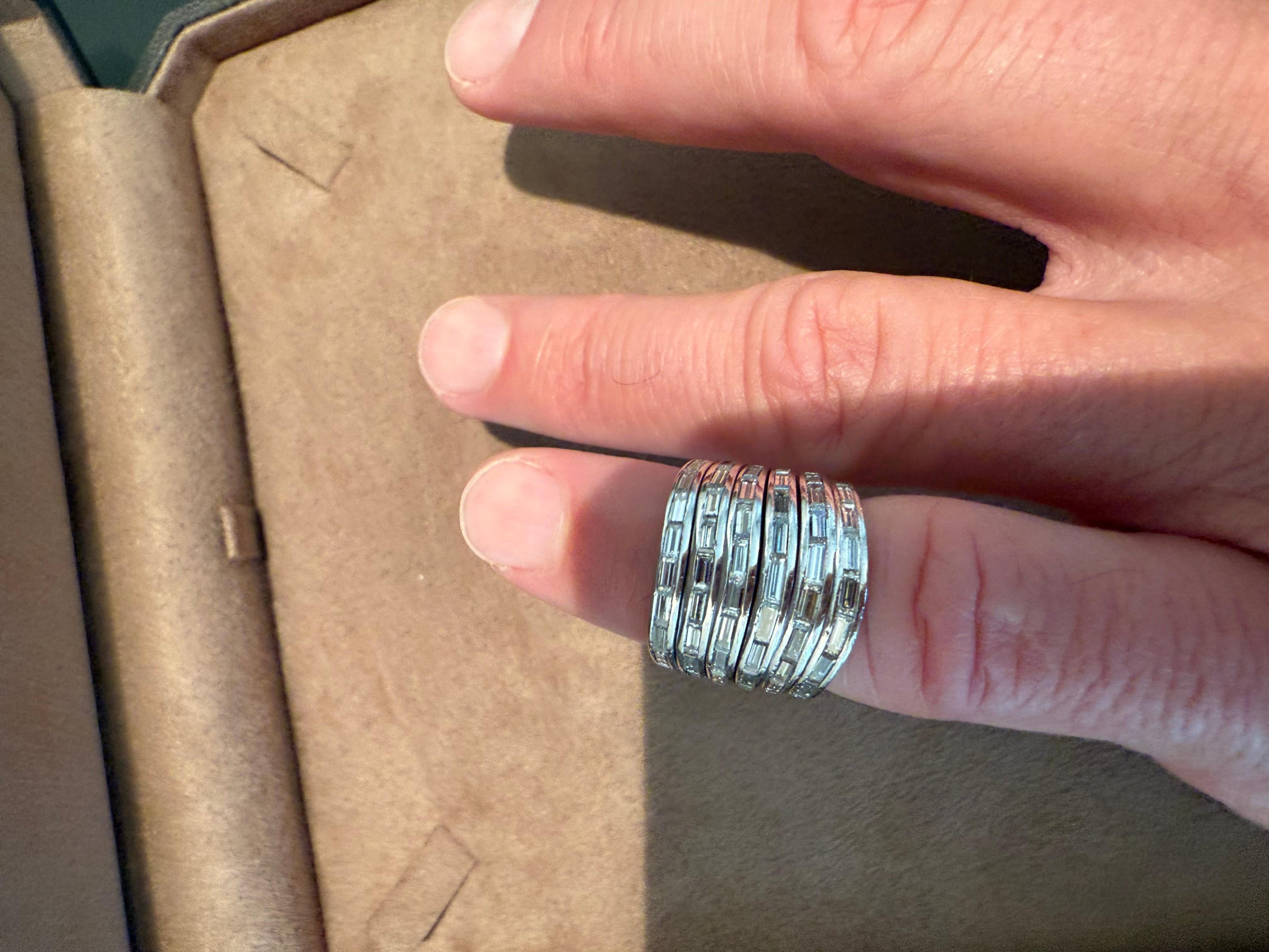 Anillo de oro blanco de 18 K Diamantes Baguette Paul Binder Zúrich en venta 3