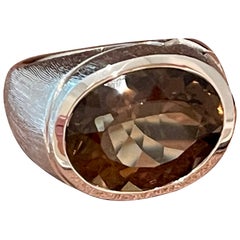 Anello a fascia in oro bianco 18 K Quarzo fumé