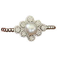 18 K White Gold Bangle South Sea Pearls Diamonds