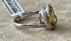 Anello Coktail in oro bianco 18 K con diamanti e berillo giallo Gubelin Lucerne