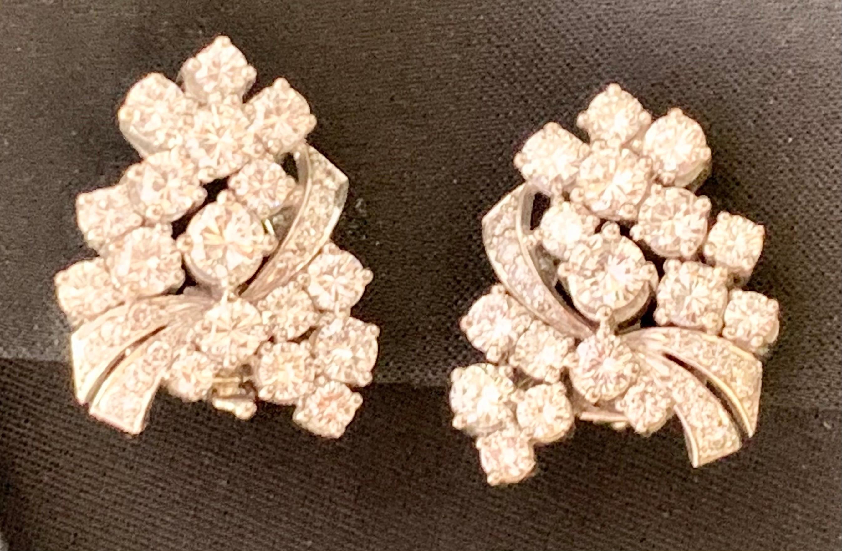 Contemporary 18 Karat White Gold Diamond Cluster Earrings For Sale