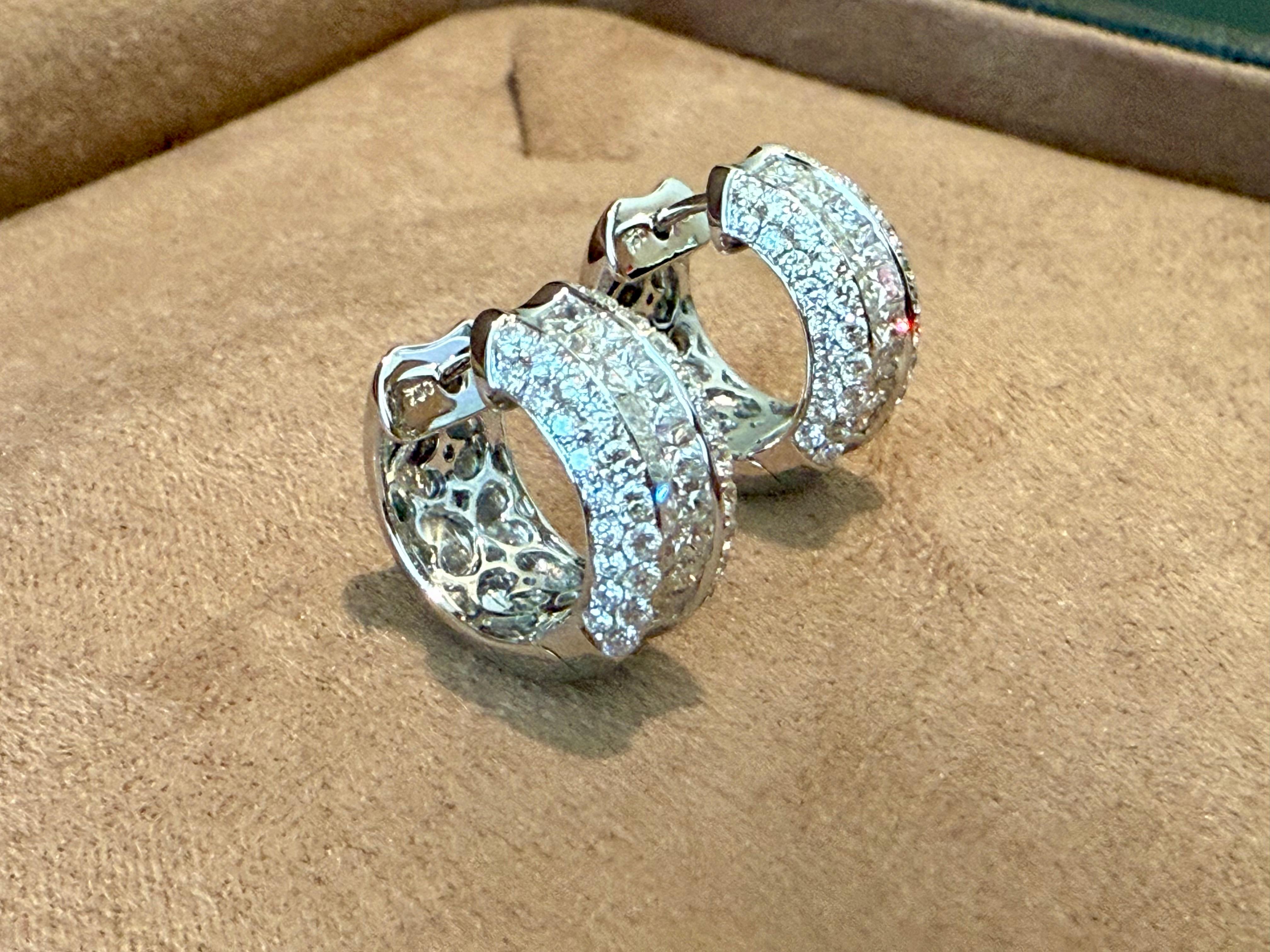 Orecchini a cerchio con diamanti in oro bianco 18 K. In condizioni buone in vendita a Zurich, Zollstrasse