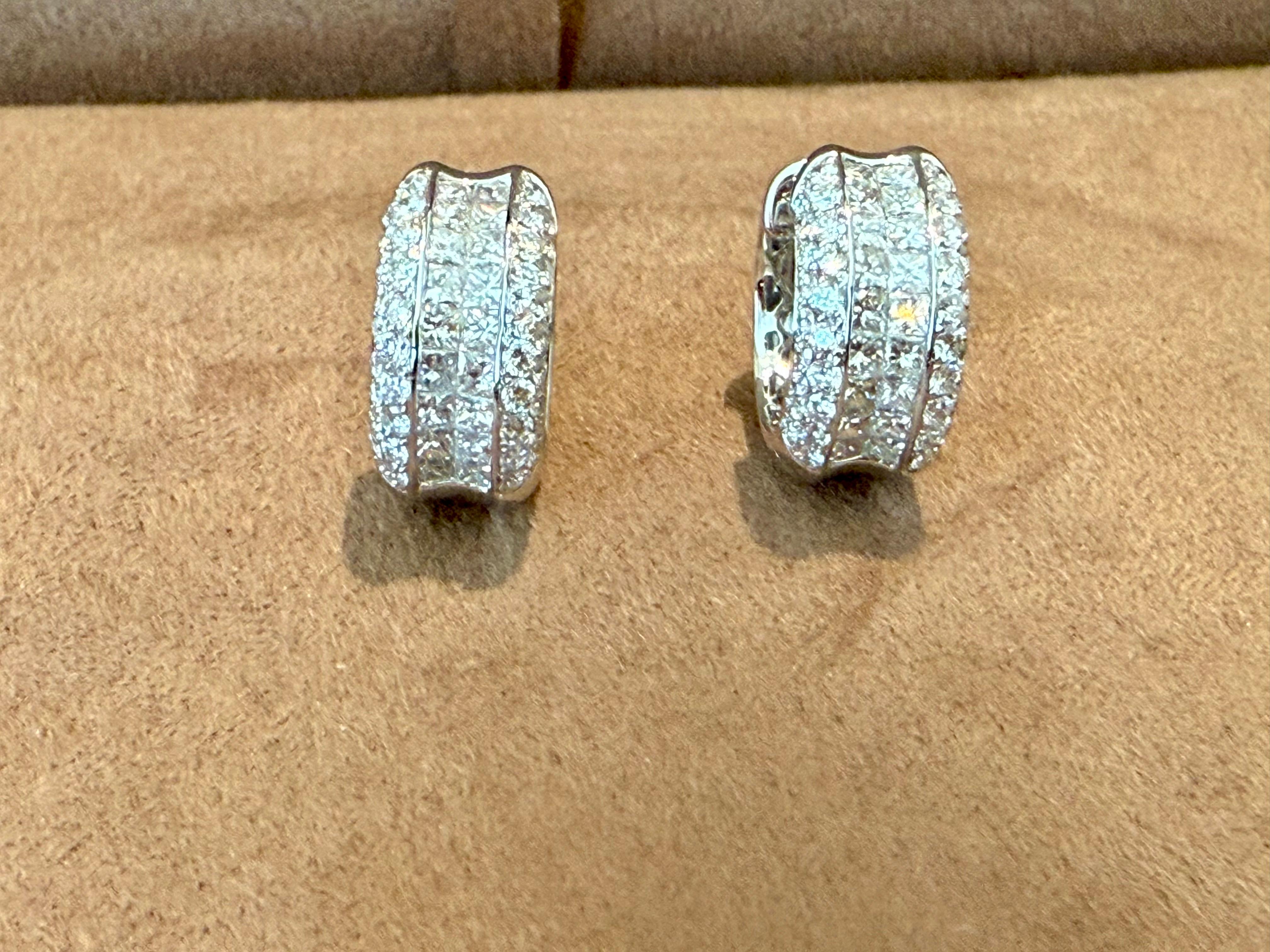 da uomo o donna Orecchini a cerchio con diamanti in oro bianco 18 K. in vendita