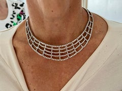 18 K white gold Diamond wide collar Necklace