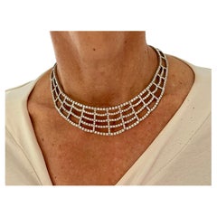 18 K white gold Diamond wide collar Necklace