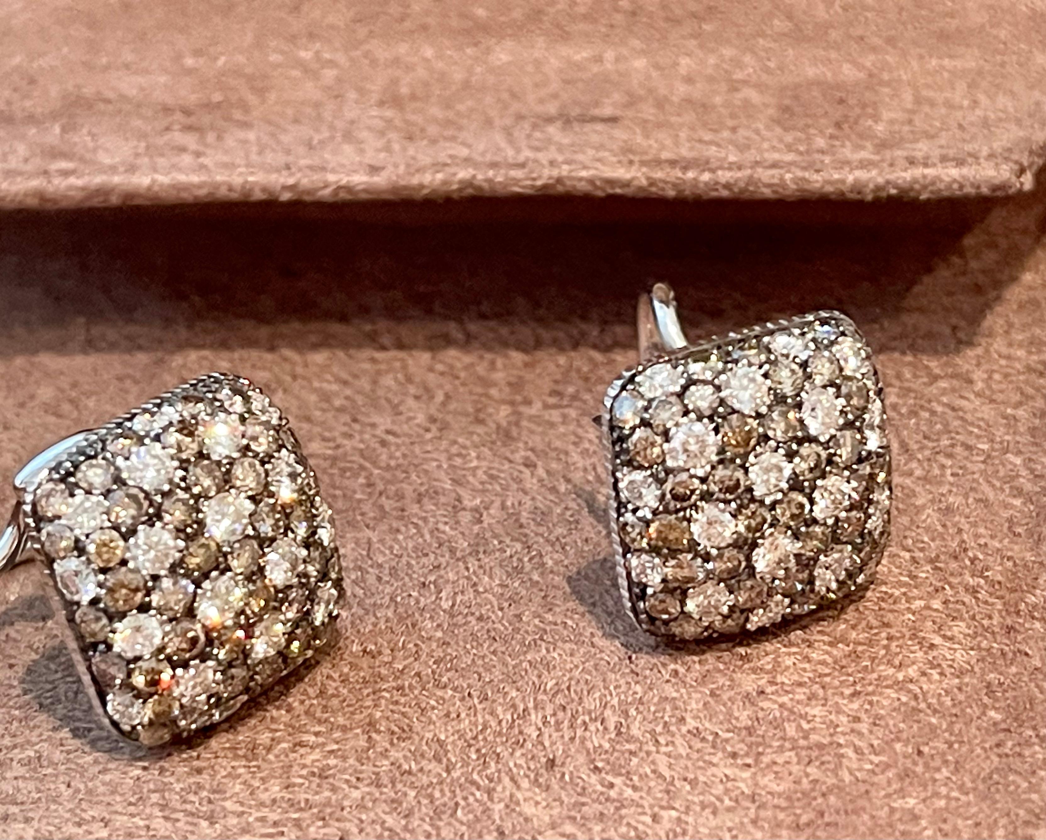 18 K White Gold Earclips Champage and White Diamonds For Sale 4