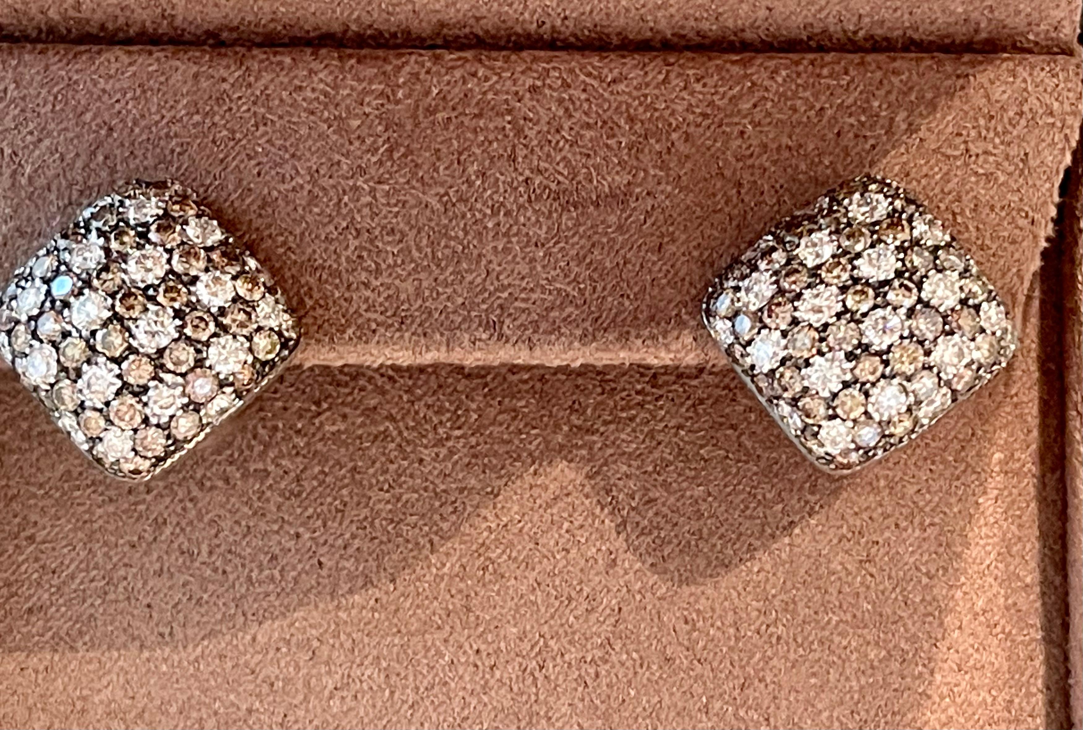 18 K White Gold Earclips Champage and White Diamonds For Sale 5