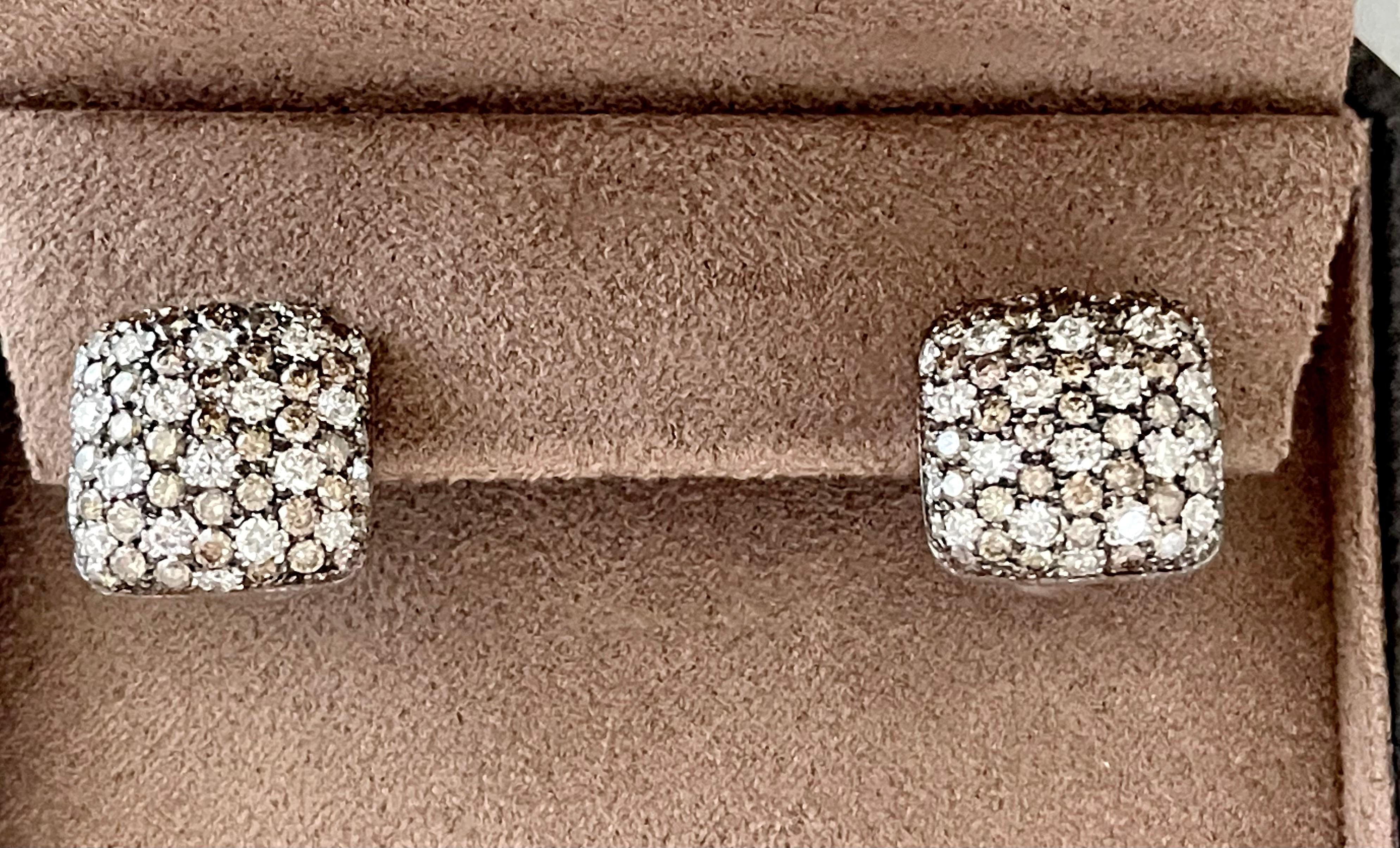 18 K White Gold Earclips Champage and White Diamonds For Sale 7