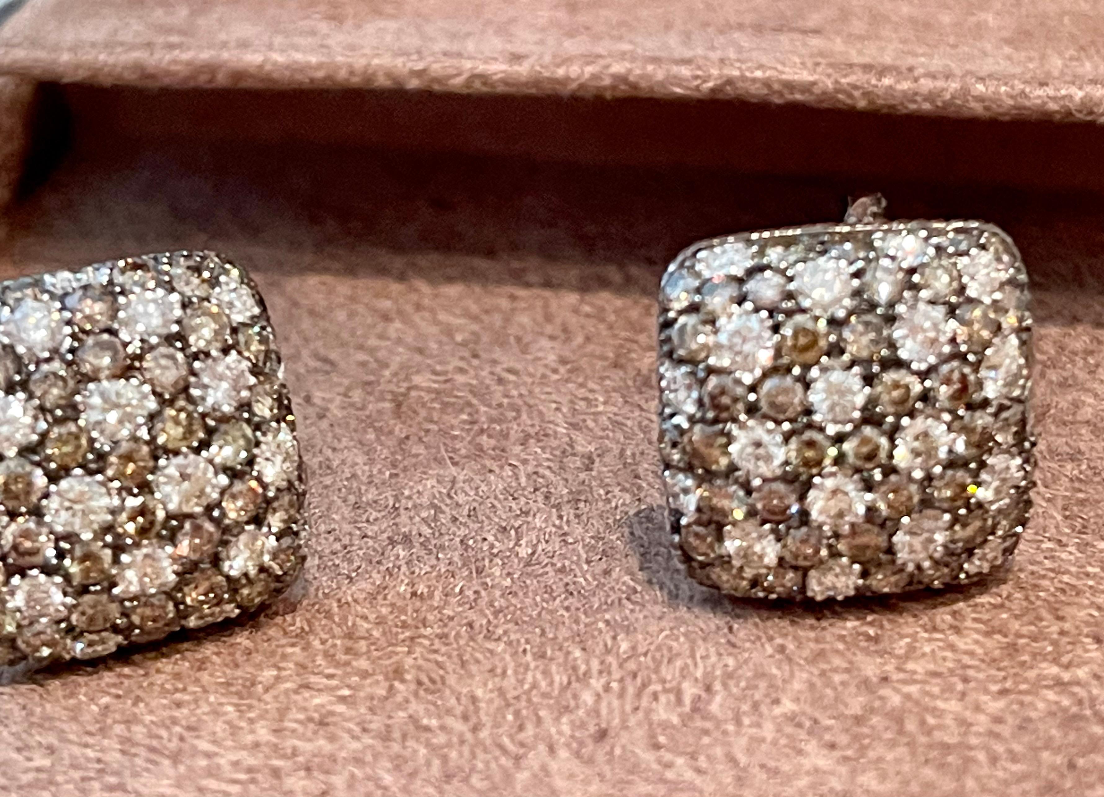 Women's 18 K White Gold Earclips Champage and White Diamonds For Sale