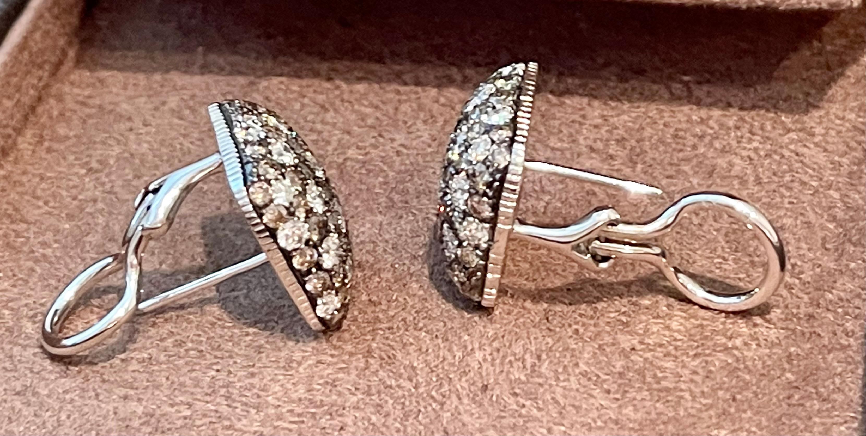 18 K White Gold Earclips Champage and White Diamonds For Sale 1
