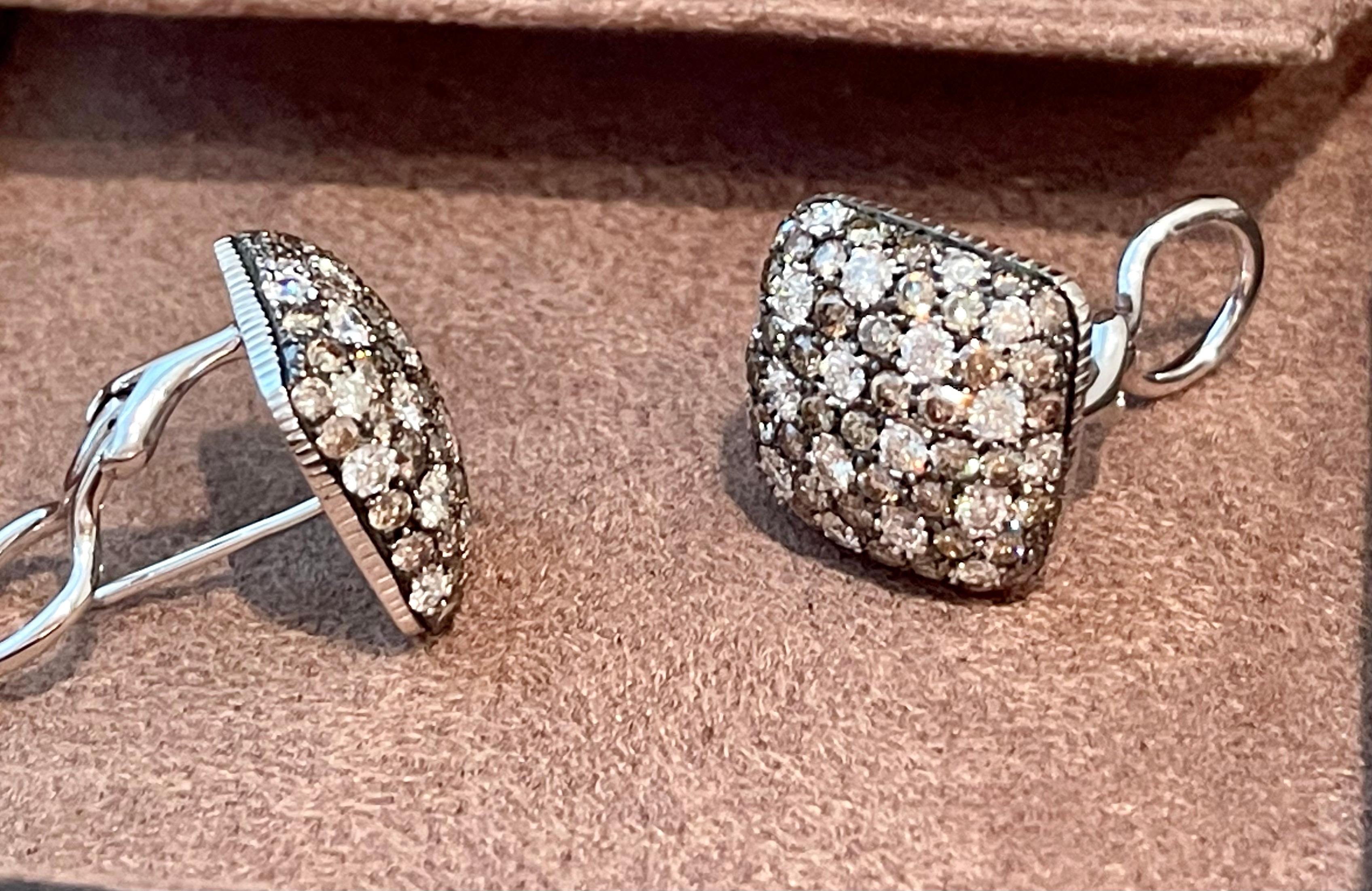 18 K White Gold Earclips Champage and White Diamonds For Sale 2