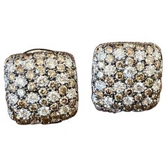 18 K White Gold Earclips Champage and White Diamonds