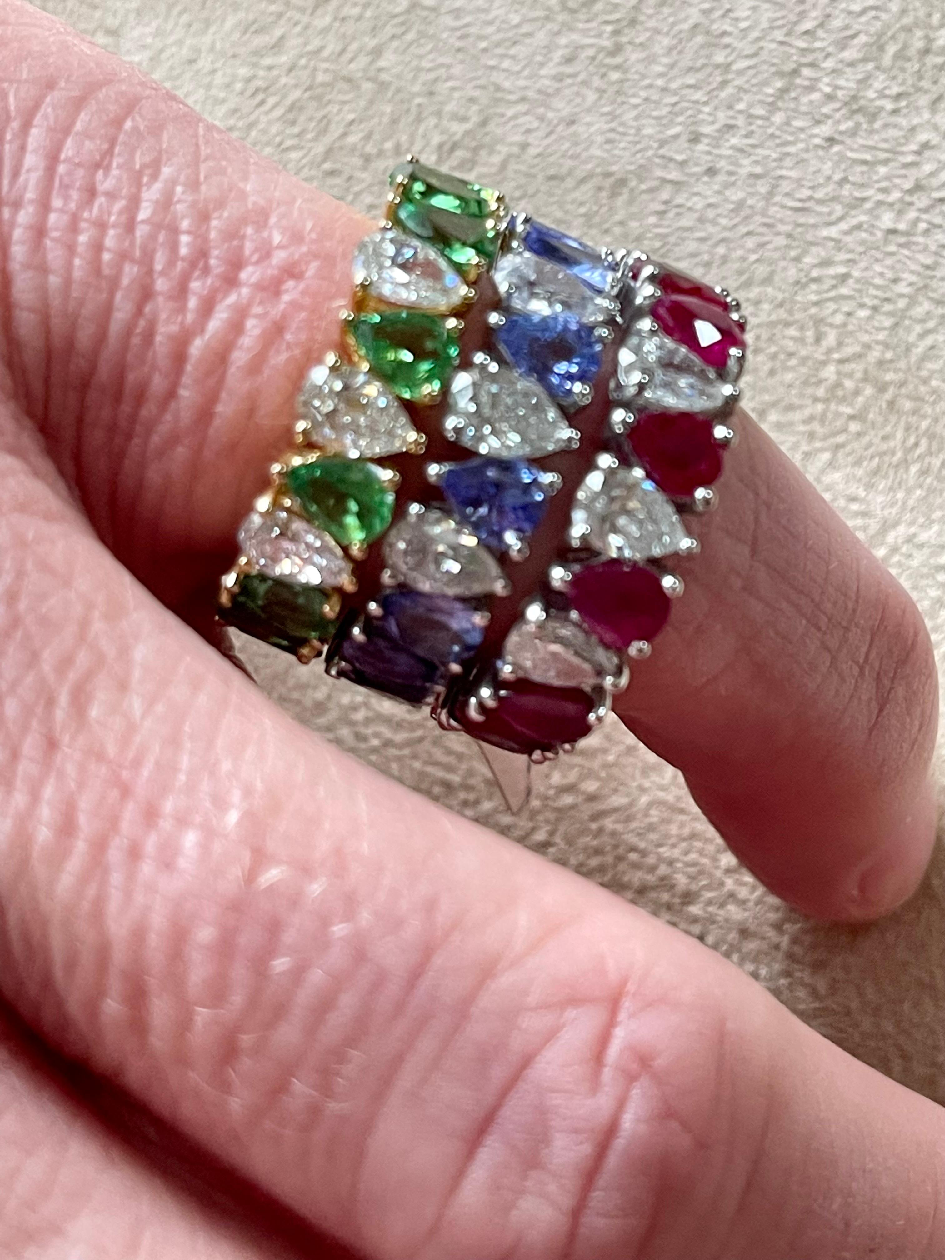 18 K White Gold Eternity Ring Pear Shape Ruby Diamonds  For Sale 2