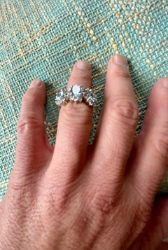 18 K White Gold Fine Aquamarine Diamond Ring