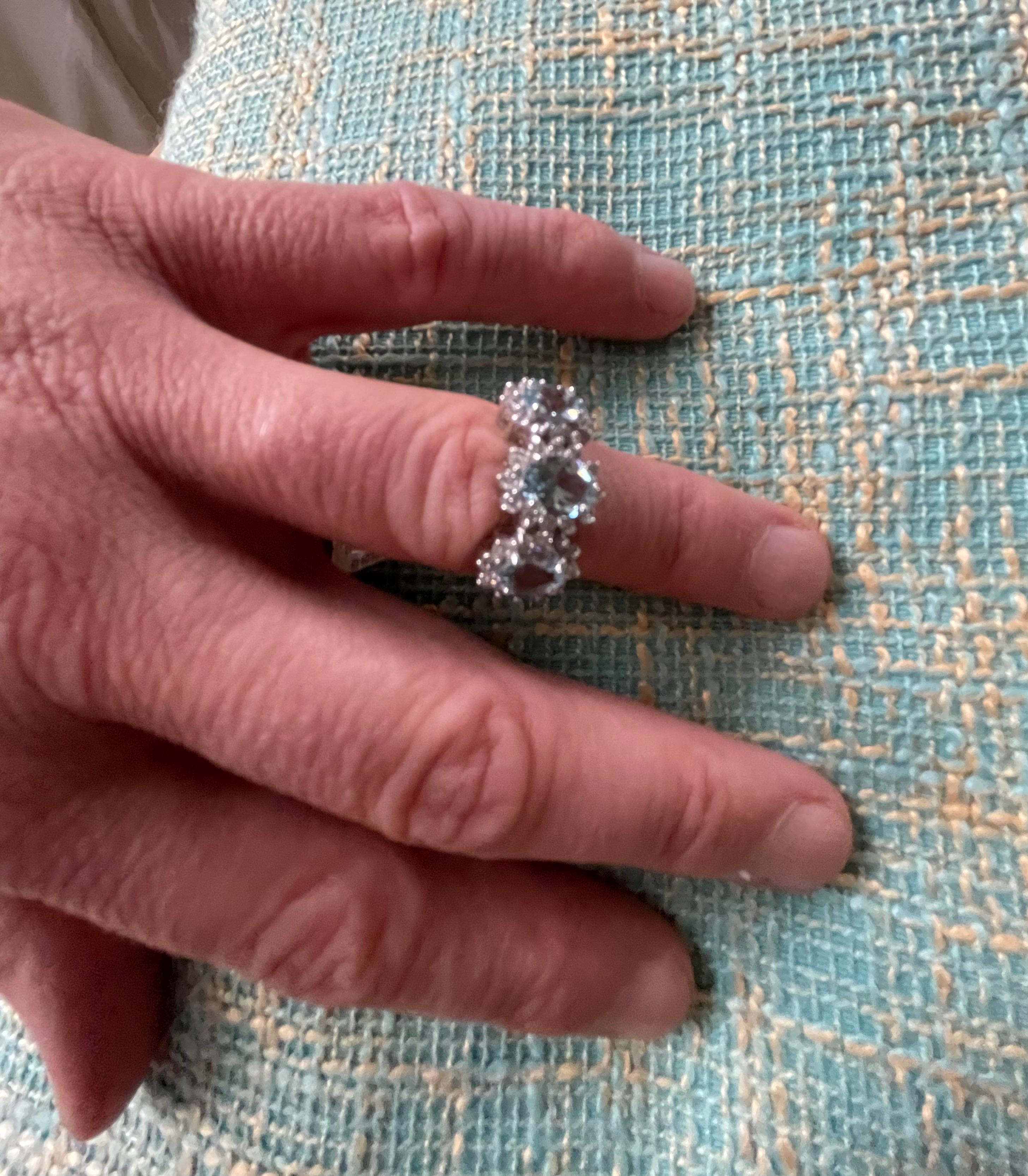 Contemporary 18 K White Gold Fine Aquamarine Diamond Ring For Sale