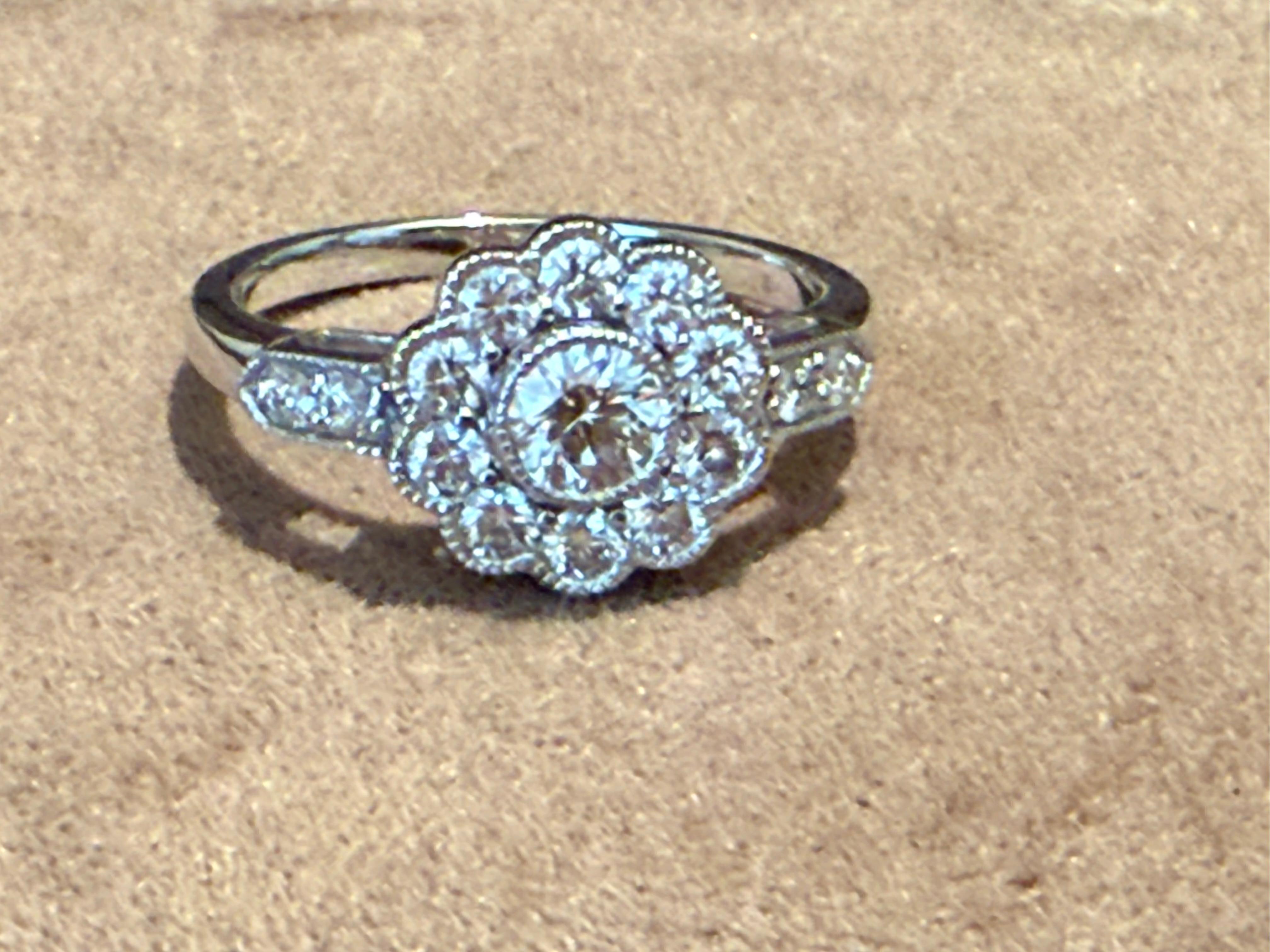  Halo en or blanc 18 K K  Bague de fiançailles en diamant Unisexe 