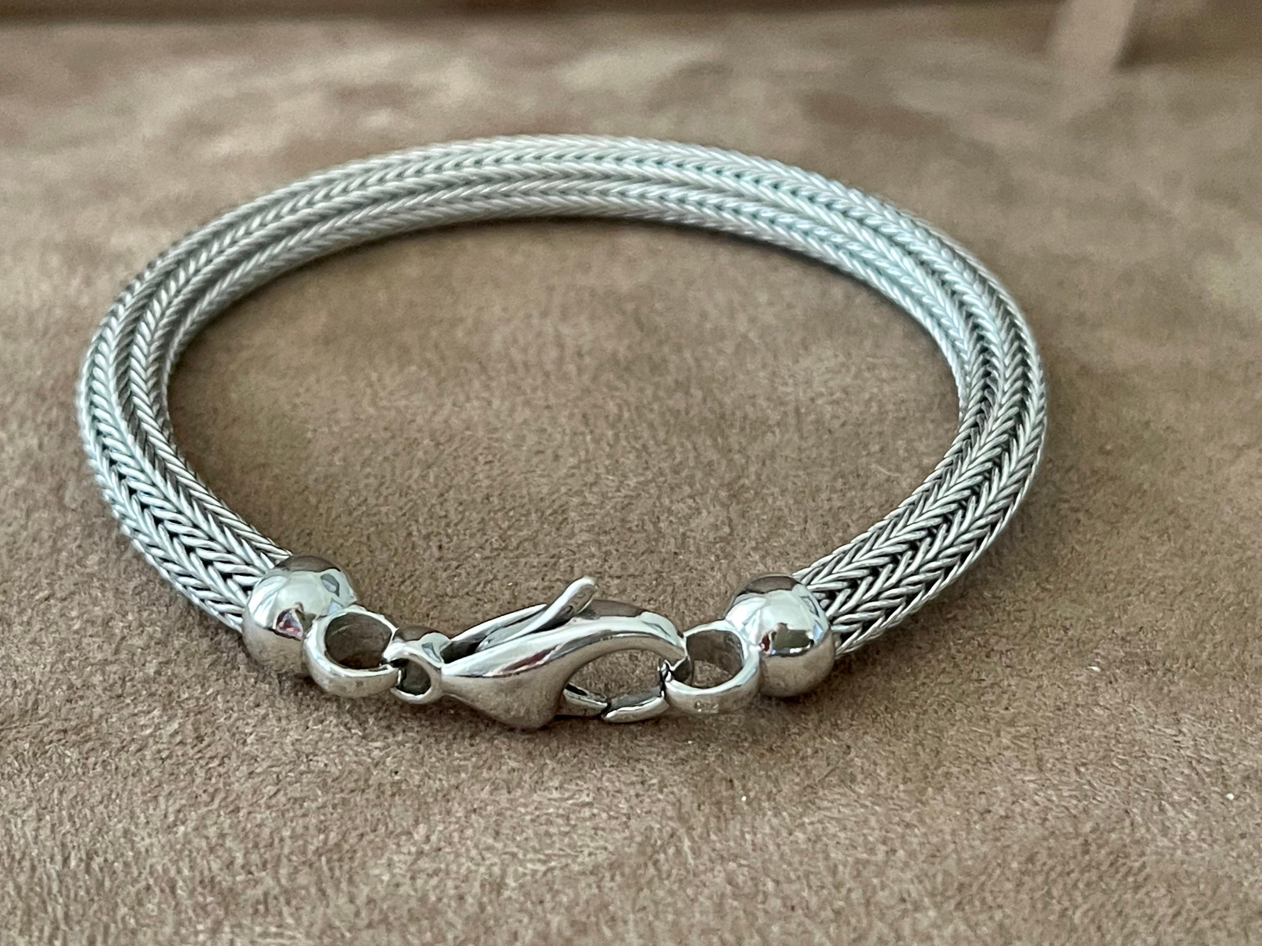 Contemporary 18 K White Gold Knitted Bracelet For Sale