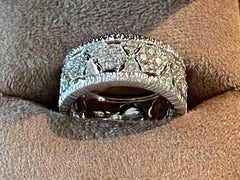 18 K Weißgold durchbrochener filligree Bandring mit Diamanten