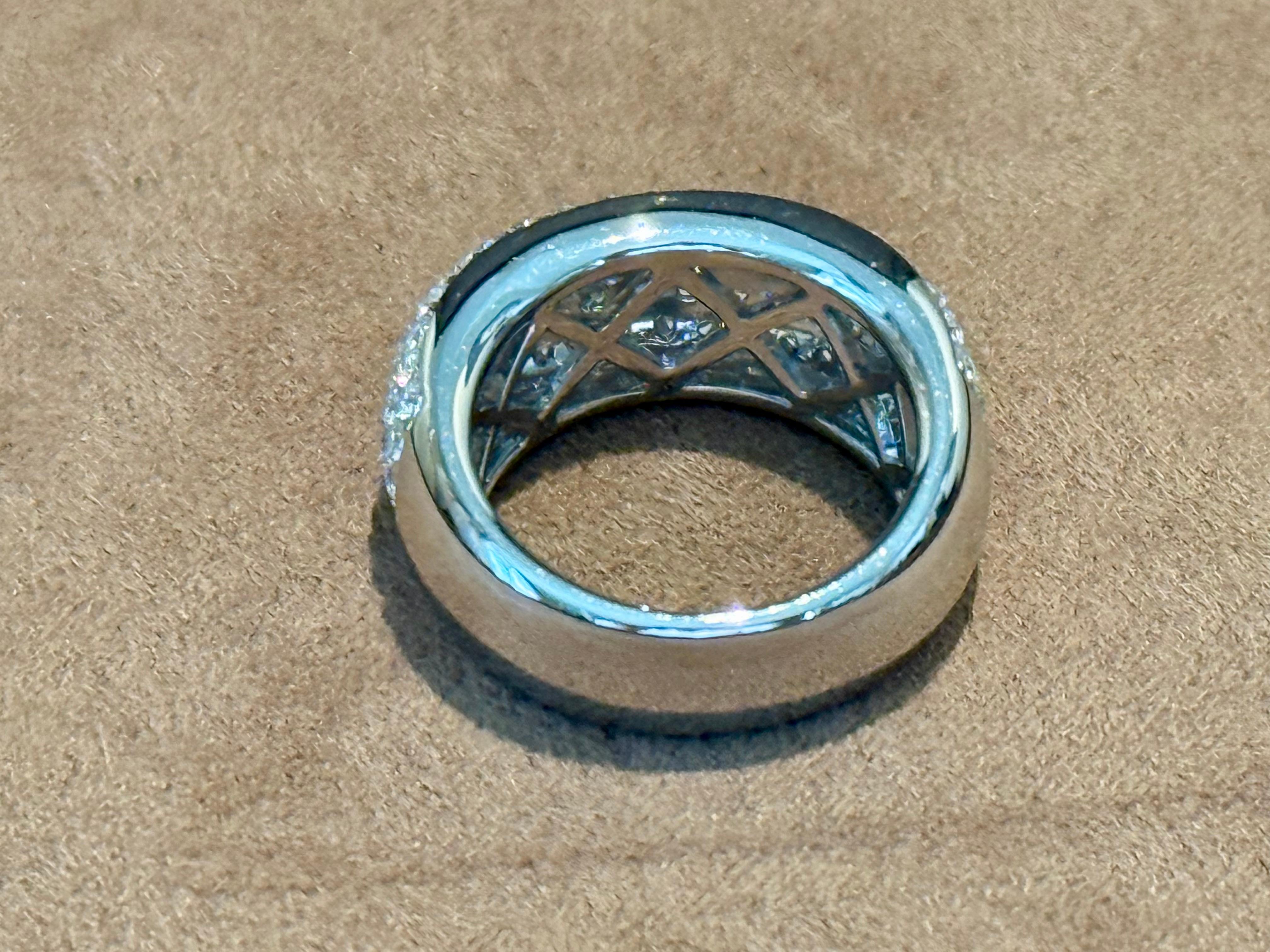 Contemporary 18 K white Gold Pave Diamond Domed Ring For Sale