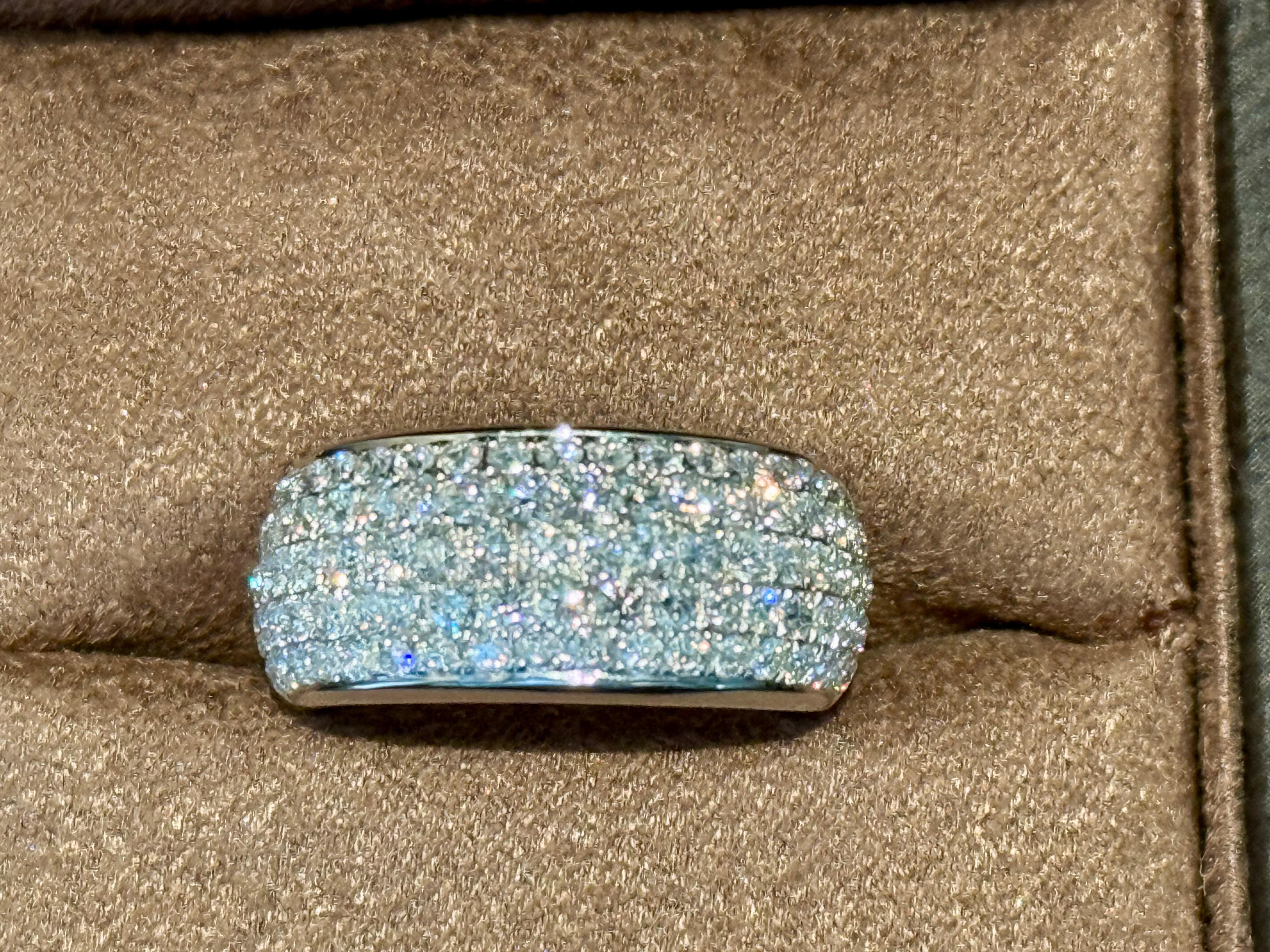 18 K white Gold Pave Diamond Domed Ring For Sale 1