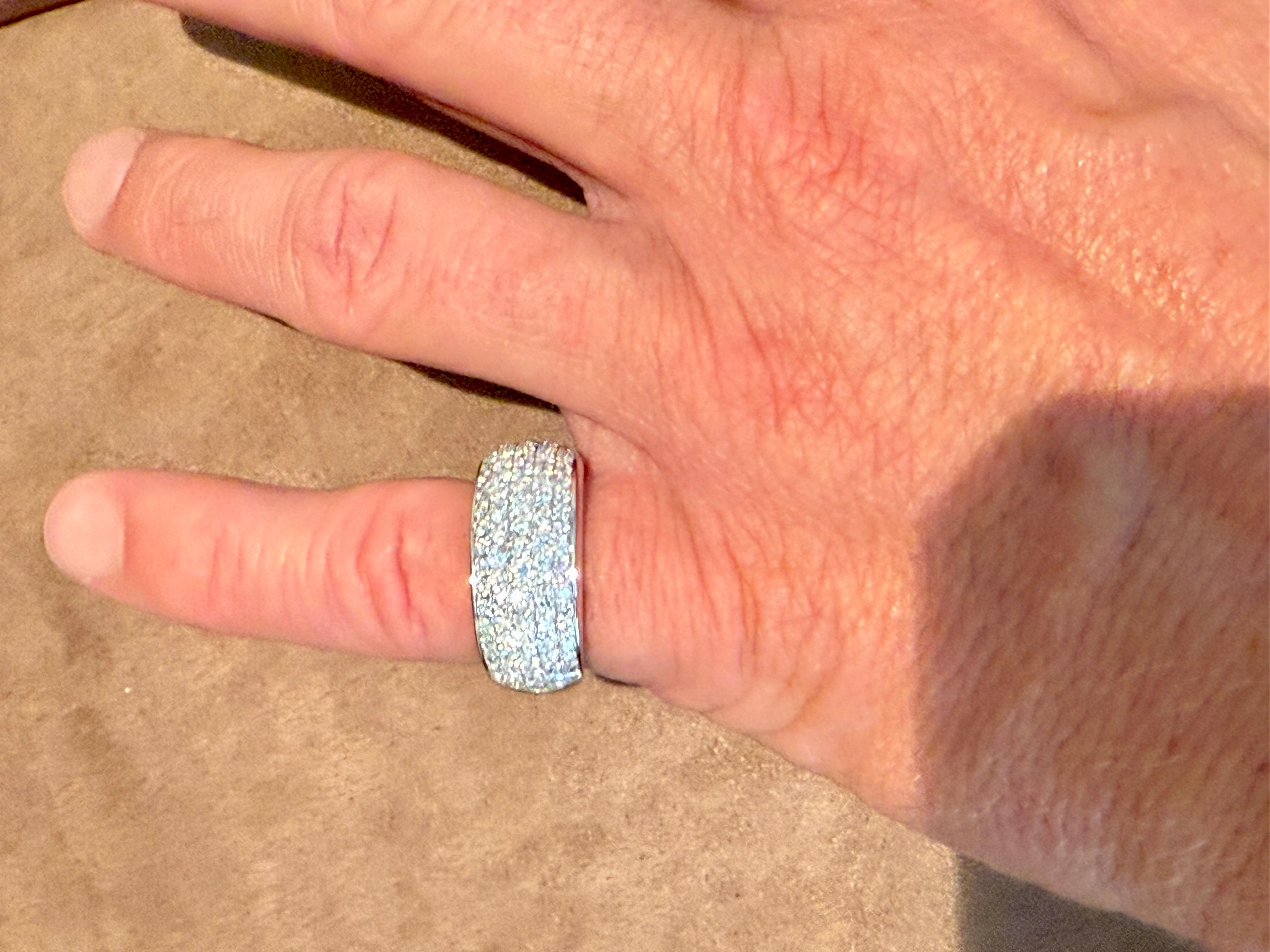 18 K white Gold Pave Diamond Domed Ring For Sale 2