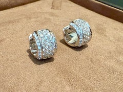 18 K white Gold pave Diamond Hoop earrings