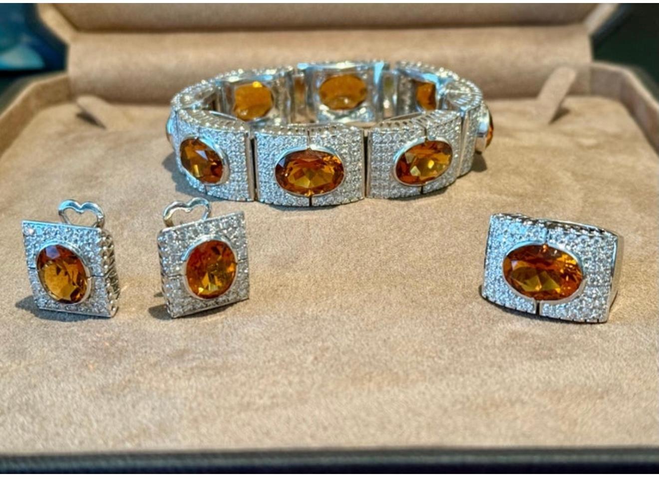 18 K white Gold Ring Madeira Citrine and Diamonds For Sale 4